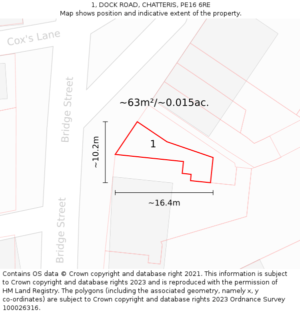 1, DOCK ROAD, CHATTERIS, PE16 6RE: Plot and title map