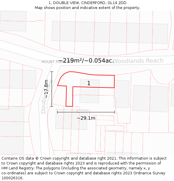 1, DOUBLE VIEW, CINDERFORD, GL14 2DD: Plot and title map