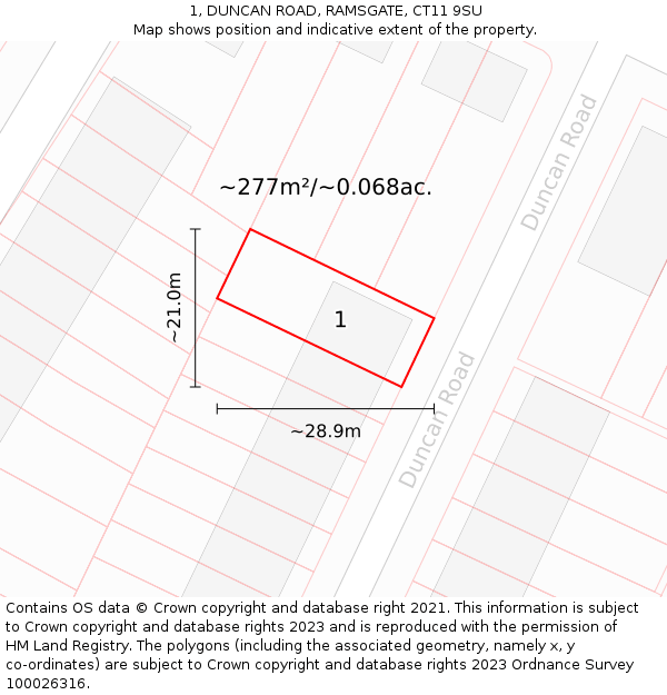 1, DUNCAN ROAD, RAMSGATE, CT11 9SU: Plot and title map