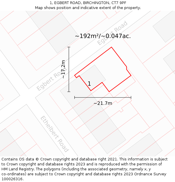 1, EGBERT ROAD, BIRCHINGTON, CT7 9PF: Plot and title map