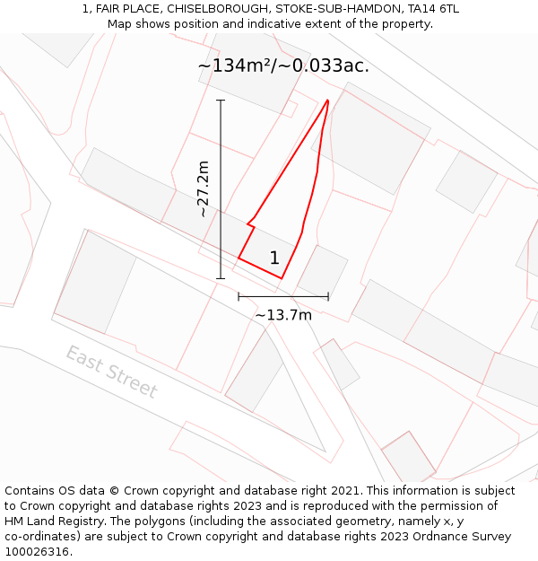 1, FAIR PLACE, CHISELBOROUGH, STOKE-SUB-HAMDON, TA14 6TL: Plot and title map