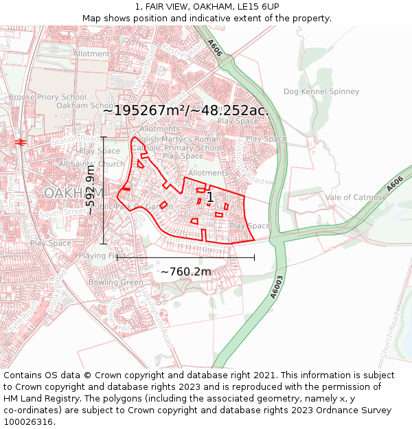 1, FAIR VIEW, OAKHAM, LE15 6UP: Plot and title map