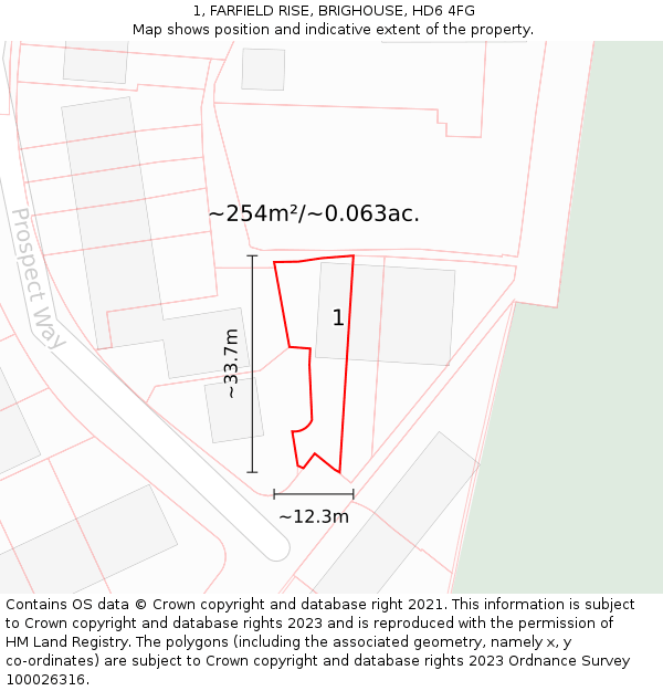 1, FARFIELD RISE, BRIGHOUSE, HD6 4FG: Plot and title map