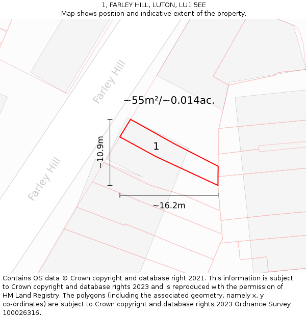 1, FARLEY HILL, LUTON, LU1 5EE: Plot and title map