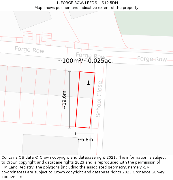 1, FORGE ROW, LEEDS, LS12 5DN: Plot and title map