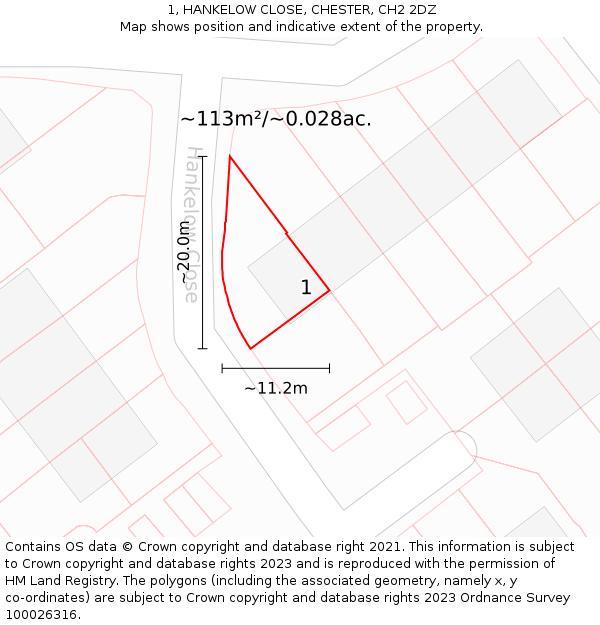 1, HANKELOW CLOSE, CHESTER, CH2 2DZ: Plot and title map