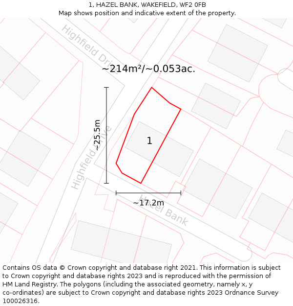 1, HAZEL BANK, WAKEFIELD, WF2 0FB: Plot and title map