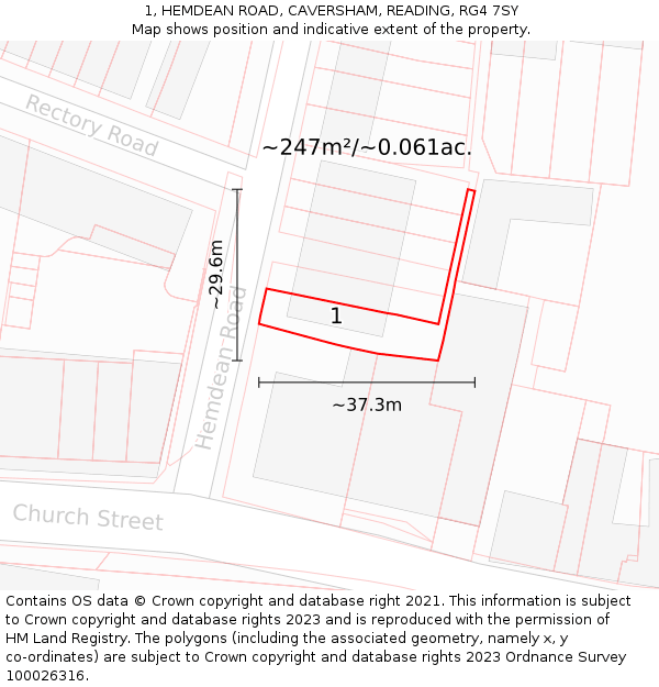 1, HEMDEAN ROAD, CAVERSHAM, READING, RG4 7SY: Plot and title map
