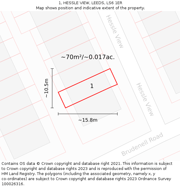 1, HESSLE VIEW, LEEDS, LS6 1ER: Plot and title map
