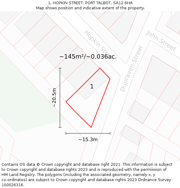 1, HOPKIN STREET, PORT TALBOT, SA12 6HA: Plot and title map