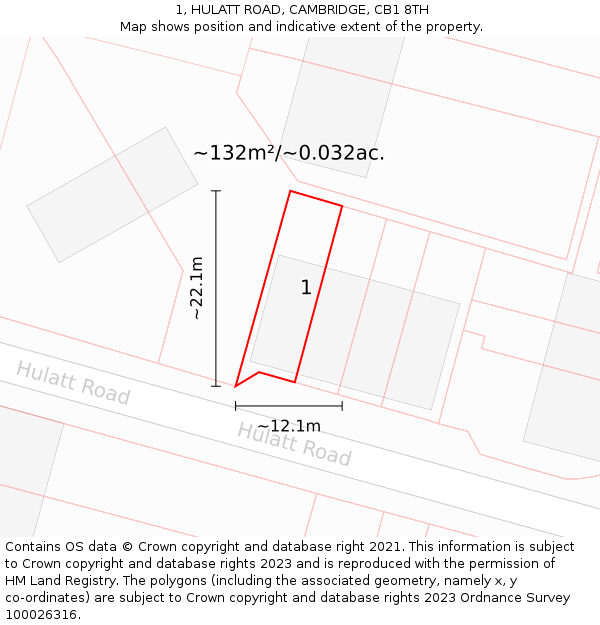 1, HULATT ROAD, CAMBRIDGE, CB1 8TH: Plot and title map