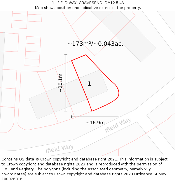 1, IFIELD WAY, GRAVESEND, DA12 5UA: Plot and title map