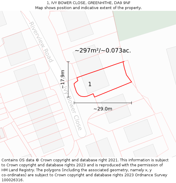 1, IVY BOWER CLOSE, GREENHITHE, DA9 9NF: Plot and title map