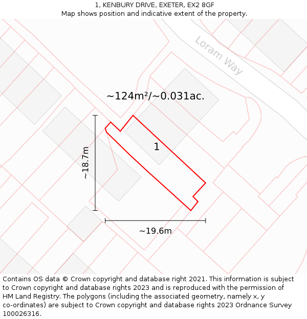 1, KENBURY DRIVE, EXETER, EX2 8GF: Plot and title map