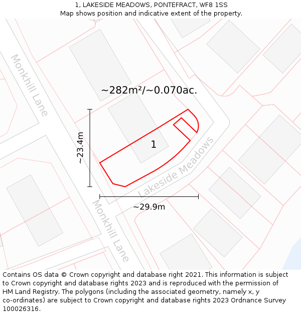 1, LAKESIDE MEADOWS, PONTEFRACT, WF8 1SS: Plot and title map