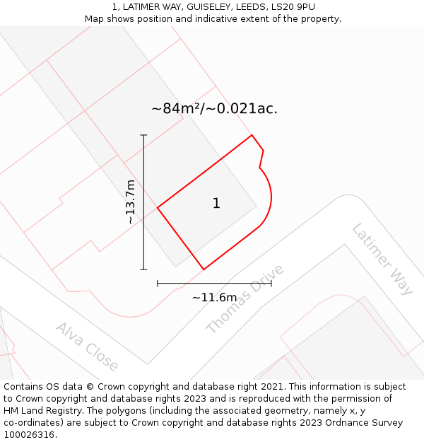 1, LATIMER WAY, GUISELEY, LEEDS, LS20 9PU: Plot and title map