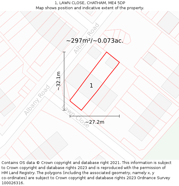 1, LAWN CLOSE, CHATHAM, ME4 5DP: Plot and title map