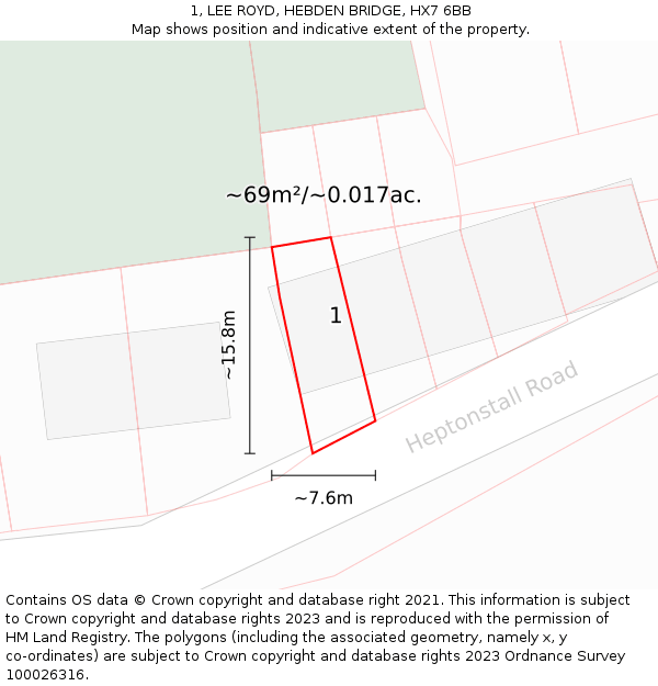 1, LEE ROYD, HEBDEN BRIDGE, HX7 6BB: Plot and title map