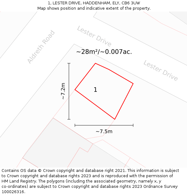 1, LESTER DRIVE, HADDENHAM, ELY, CB6 3UW: Plot and title map