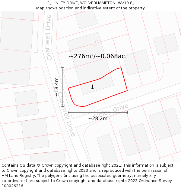 1, LINLEY DRIVE, WOLVERHAMPTON, WV10 8JJ: Plot and title map
