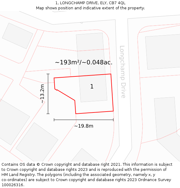 1, LONGCHAMP DRIVE, ELY, CB7 4QL: Plot and title map