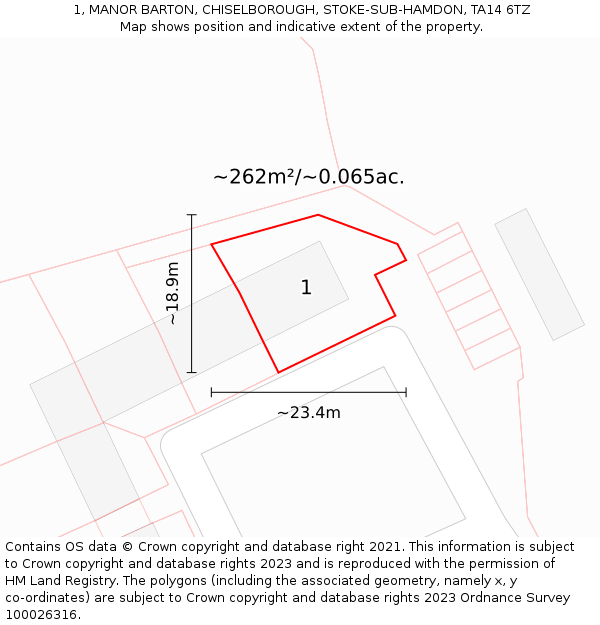 1, MANOR BARTON, CHISELBOROUGH, STOKE-SUB-HAMDON, TA14 6TZ: Plot and title map