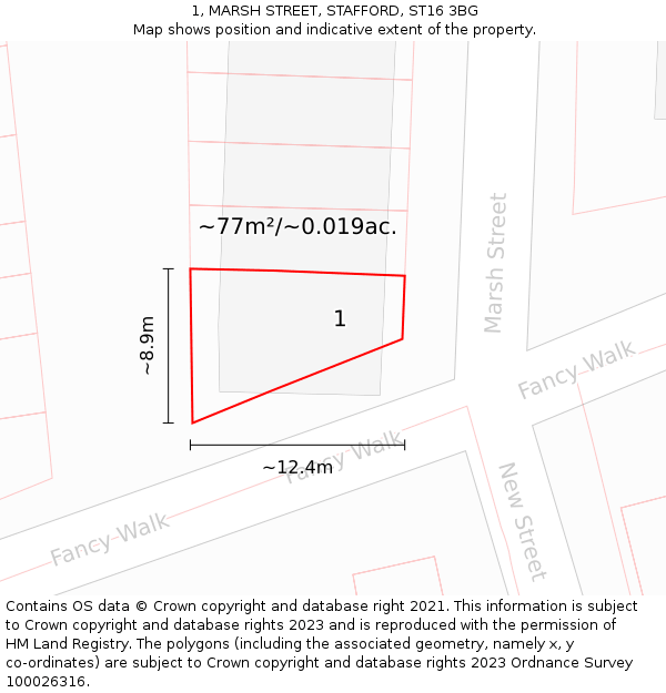 1, MARSH STREET, STAFFORD, ST16 3BG: Plot and title map