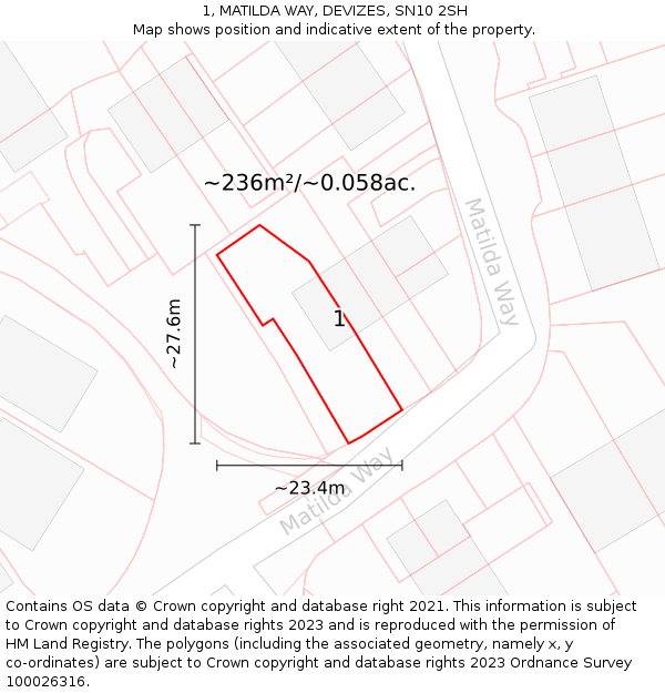 1, MATILDA WAY, DEVIZES, SN10 2SH: Plot and title map