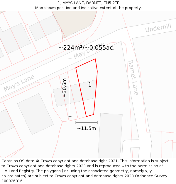 1, MAYS LANE, BARNET, EN5 2EF: Plot and title map