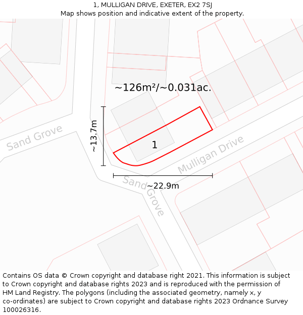 1, MULLIGAN DRIVE, EXETER, EX2 7SJ: Plot and title map