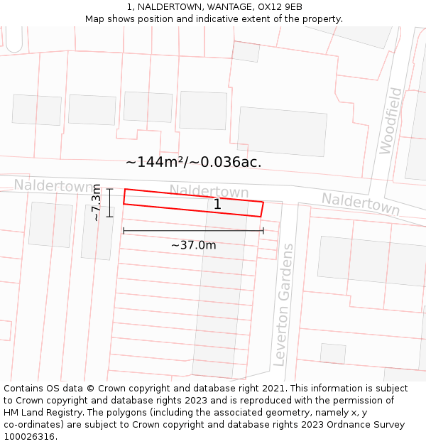 1, NALDERTOWN, WANTAGE, OX12 9EB: Plot and title map