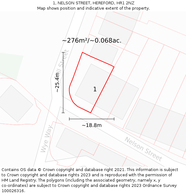 1, NELSON STREET, HEREFORD, HR1 2NZ: Plot and title map