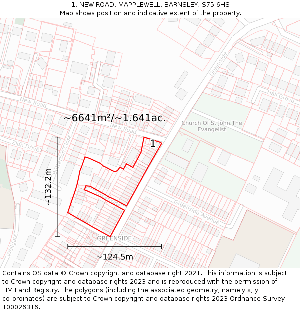 1, NEW ROAD, MAPPLEWELL, BARNSLEY, S75 6HS: Plot and title map