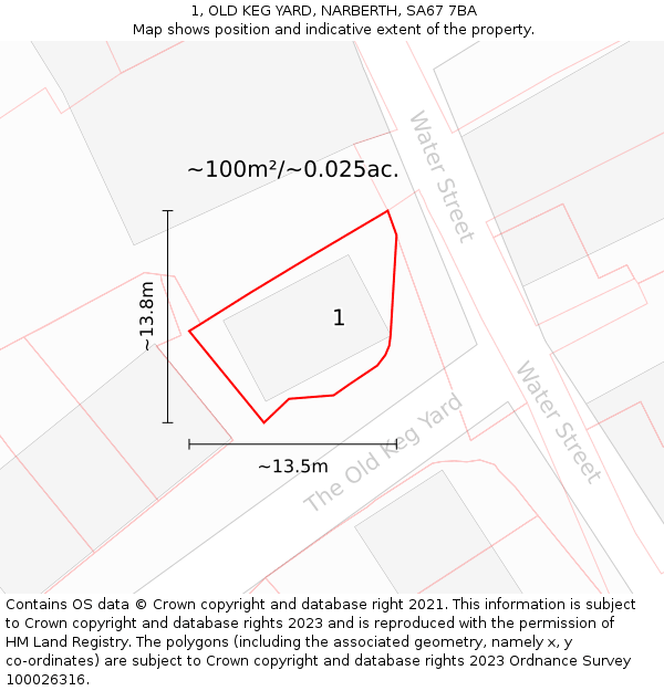 1, OLD KEG YARD, NARBERTH, SA67 7BA: Plot and title map