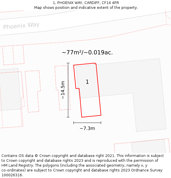 1, PHOENIX WAY, CARDIFF, CF14 4PR: Plot and title map