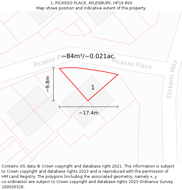 1, PICASSO PLACE, AYLESBURY, HP19 8SX: Plot and title map