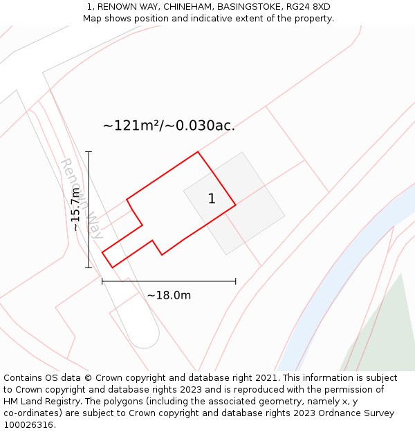 1, RENOWN WAY, CHINEHAM, BASINGSTOKE, RG24 8XD: Plot and title map