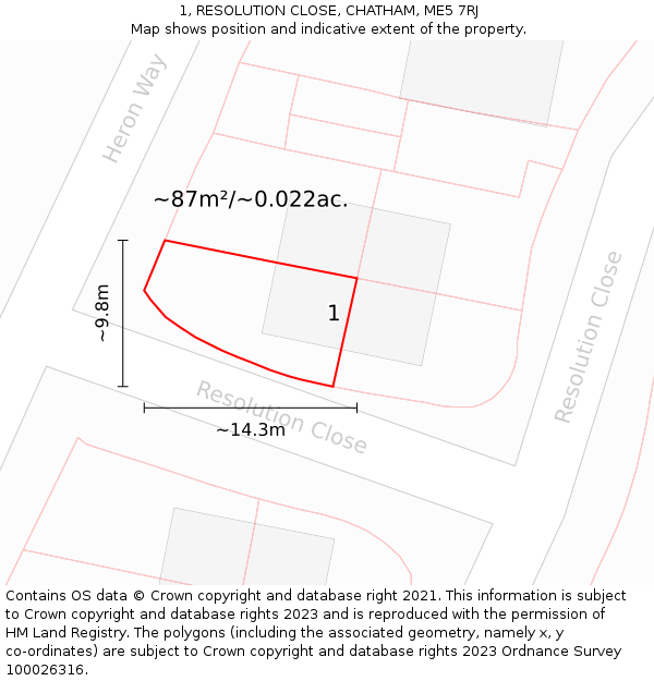 1, RESOLUTION CLOSE, CHATHAM, ME5 7RJ: Plot and title map
