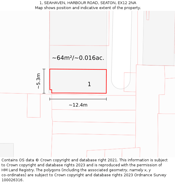1, SEAHAVEN, HARBOUR ROAD, SEATON, EX12 2NA: Plot and title map