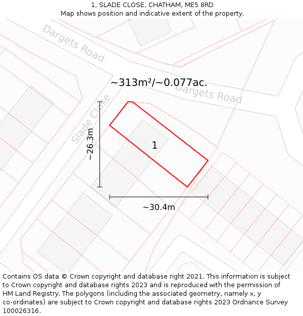 1, SLADE CLOSE, CHATHAM, ME5 8RD: Plot and title map