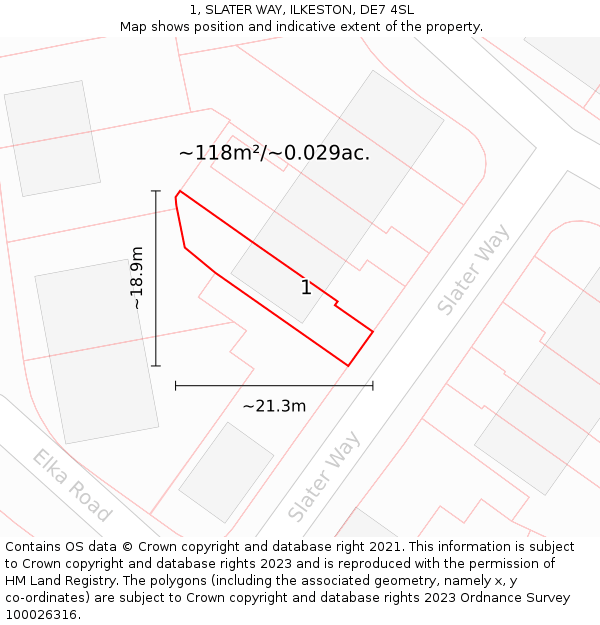 1, SLATER WAY, ILKESTON, DE7 4SL: Plot and title map