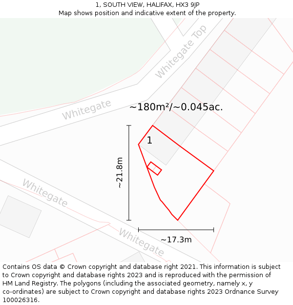 1, SOUTH VIEW, HALIFAX, HX3 9JP: Plot and title map