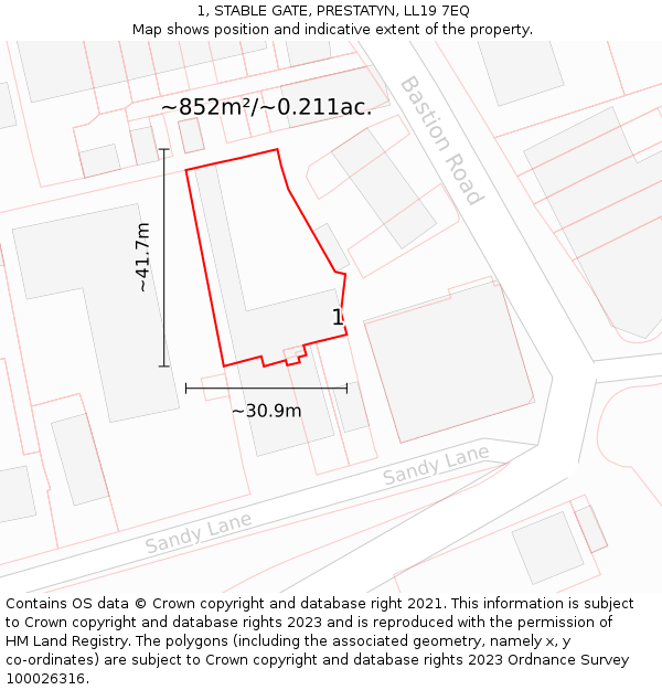 1, STABLE GATE, PRESTATYN, LL19 7EQ: Plot and title map