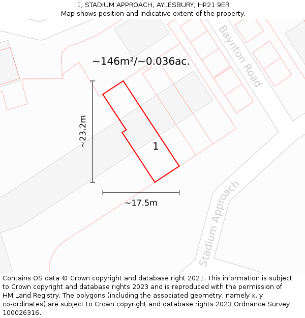 1, STADIUM APPROACH, AYLESBURY, HP21 9ER: Plot and title map