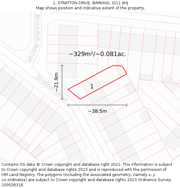 1, STRATTON DRIVE, BARKING, IG11 9HJ: Plot and title map