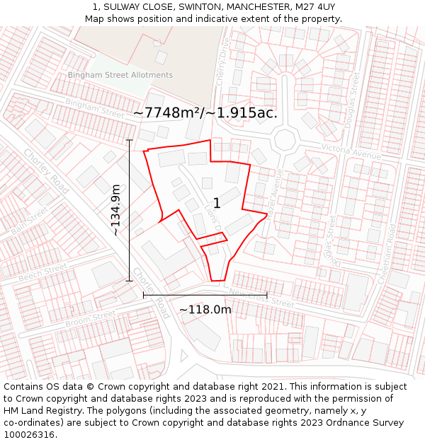 1, SULWAY CLOSE, SWINTON, MANCHESTER, M27 4UY: Plot and title map