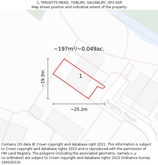 1, TARGETTS MEAD, TISBURY, SALISBURY, SP3 6SR: Plot and title map