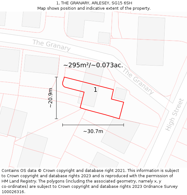 1, THE GRANARY, ARLESEY, SG15 6SH: Plot and title map