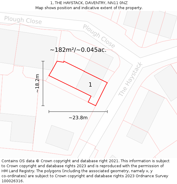 1, THE HAYSTACK, DAVENTRY, NN11 0NZ: Plot and title map