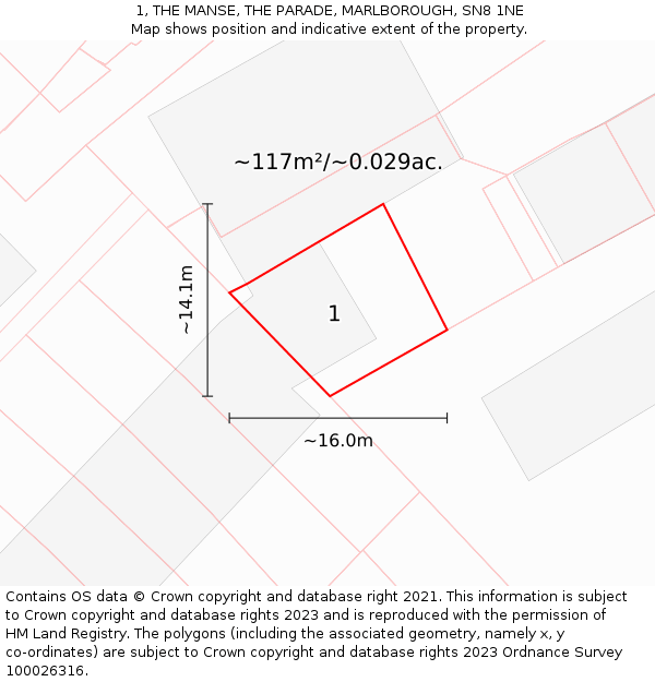 1, THE MANSE, THE PARADE, MARLBOROUGH, SN8 1NE: Plot and title map